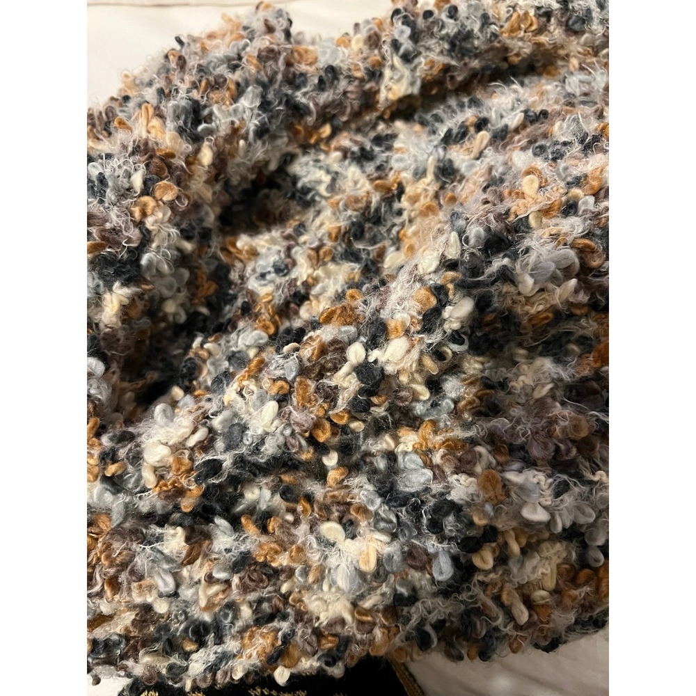 Steve Madden Womens Brown Blue White Tan Curly Knit Chunky Neck Infinity Scarf